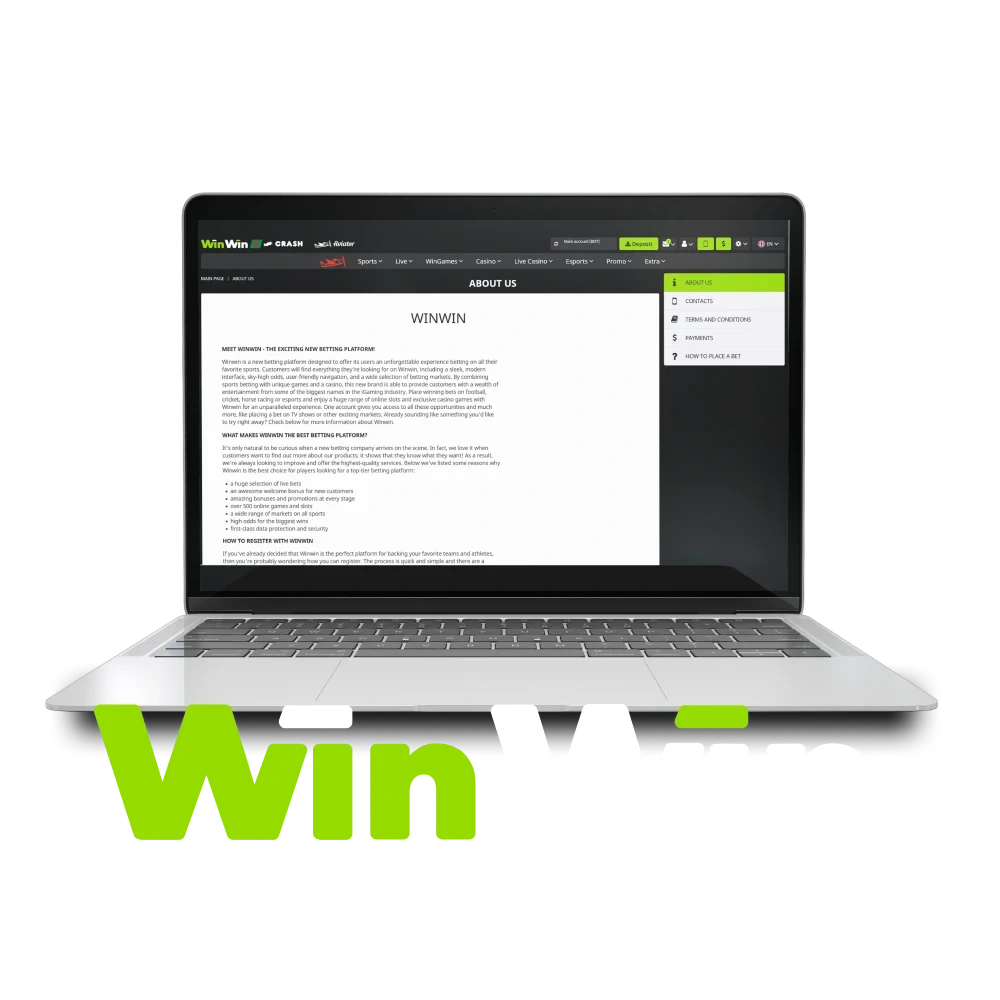 About WinWin platform, legal bookmaker and online casino.