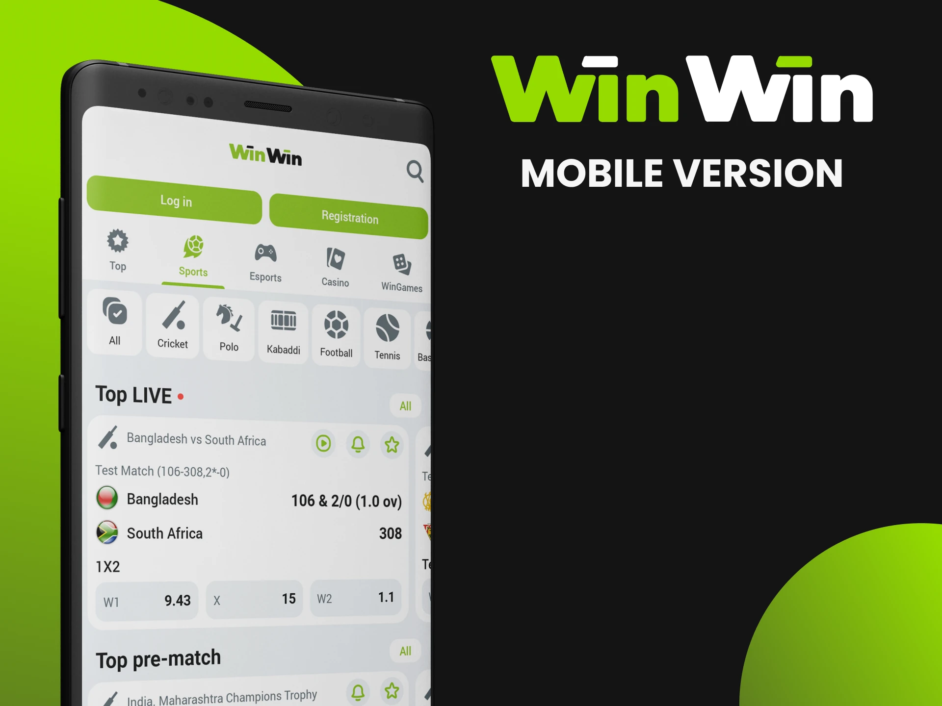 With WinWin mobile version you can bet on cricket on your smartphone.