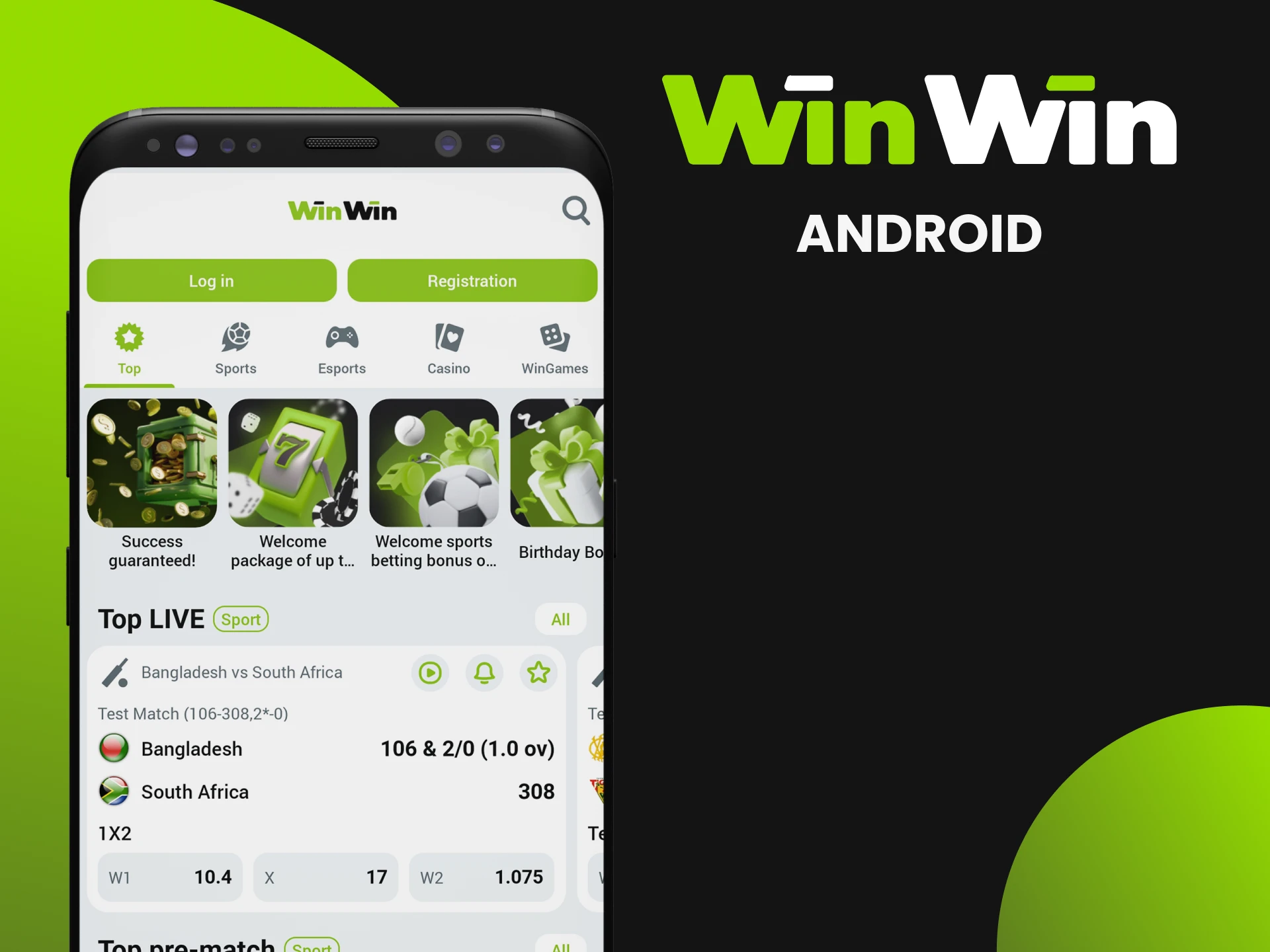 Download the WinWin app for Android and play your favorite games anytime.