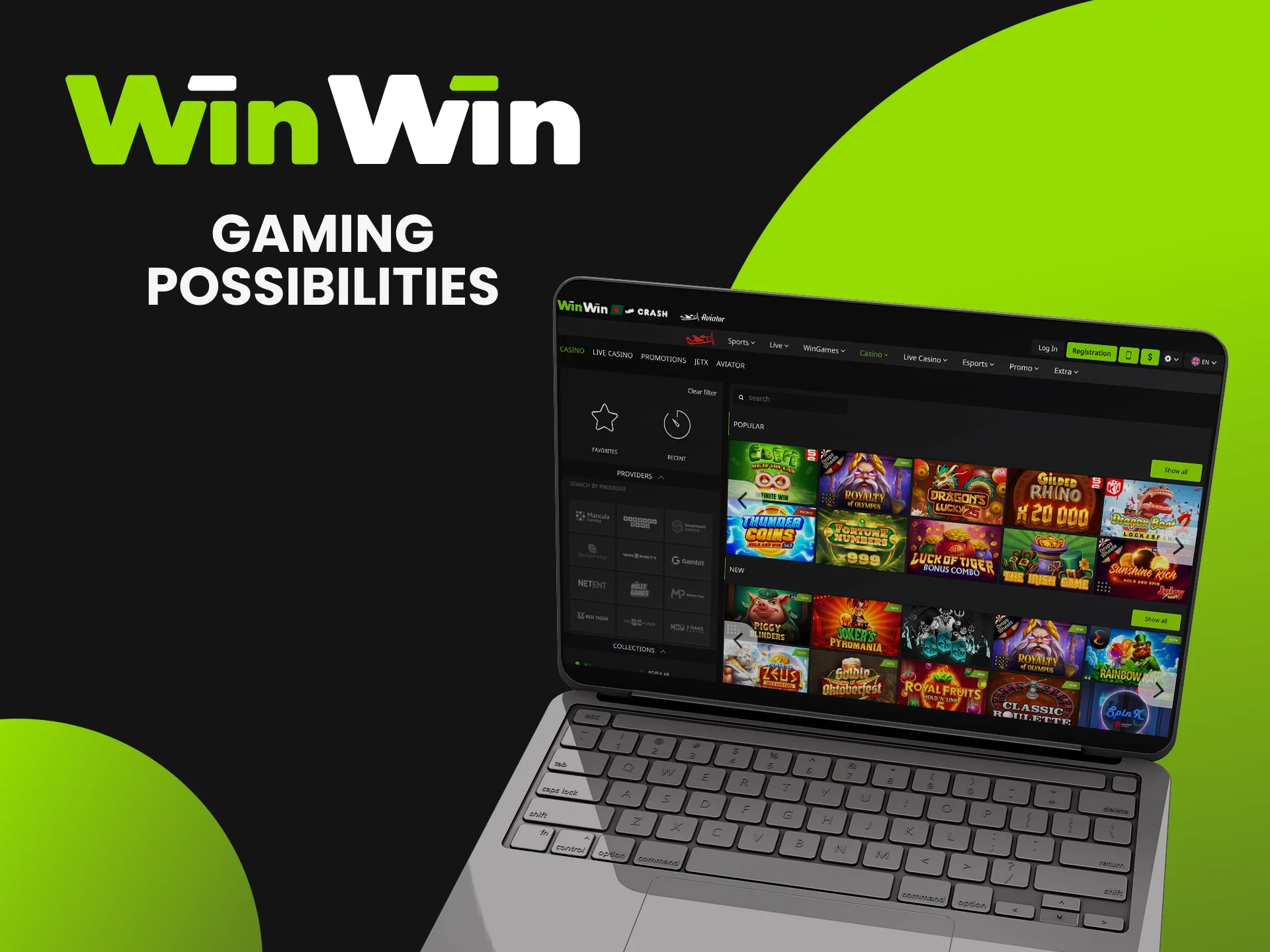 Huge selection of casino games and sports at WinWin.