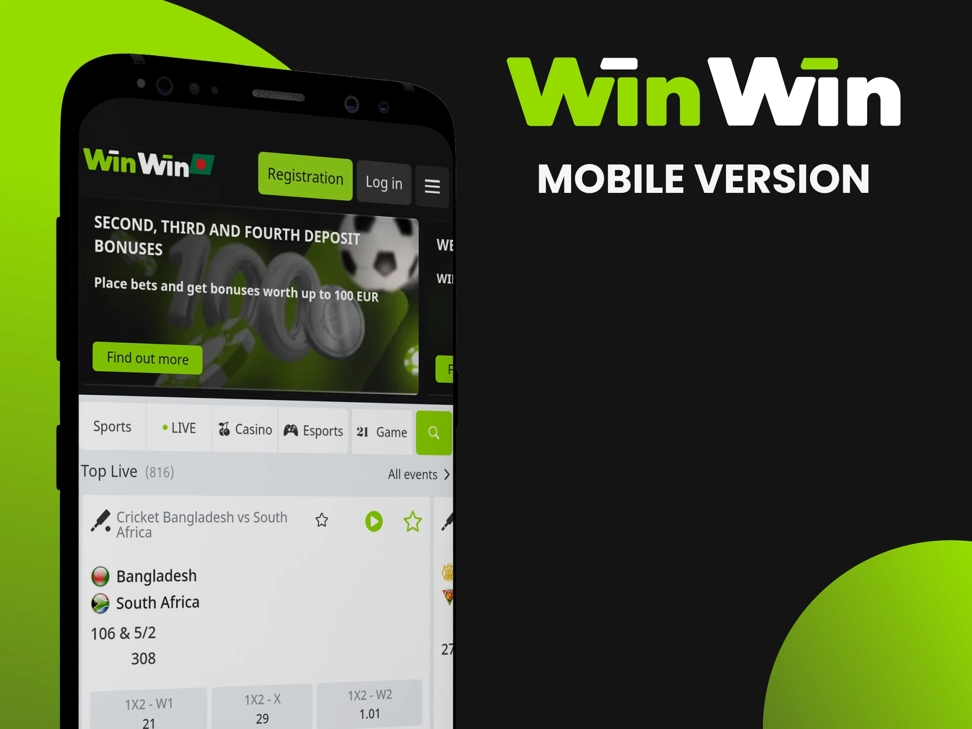 Use mobile version of WinWin or download the app.