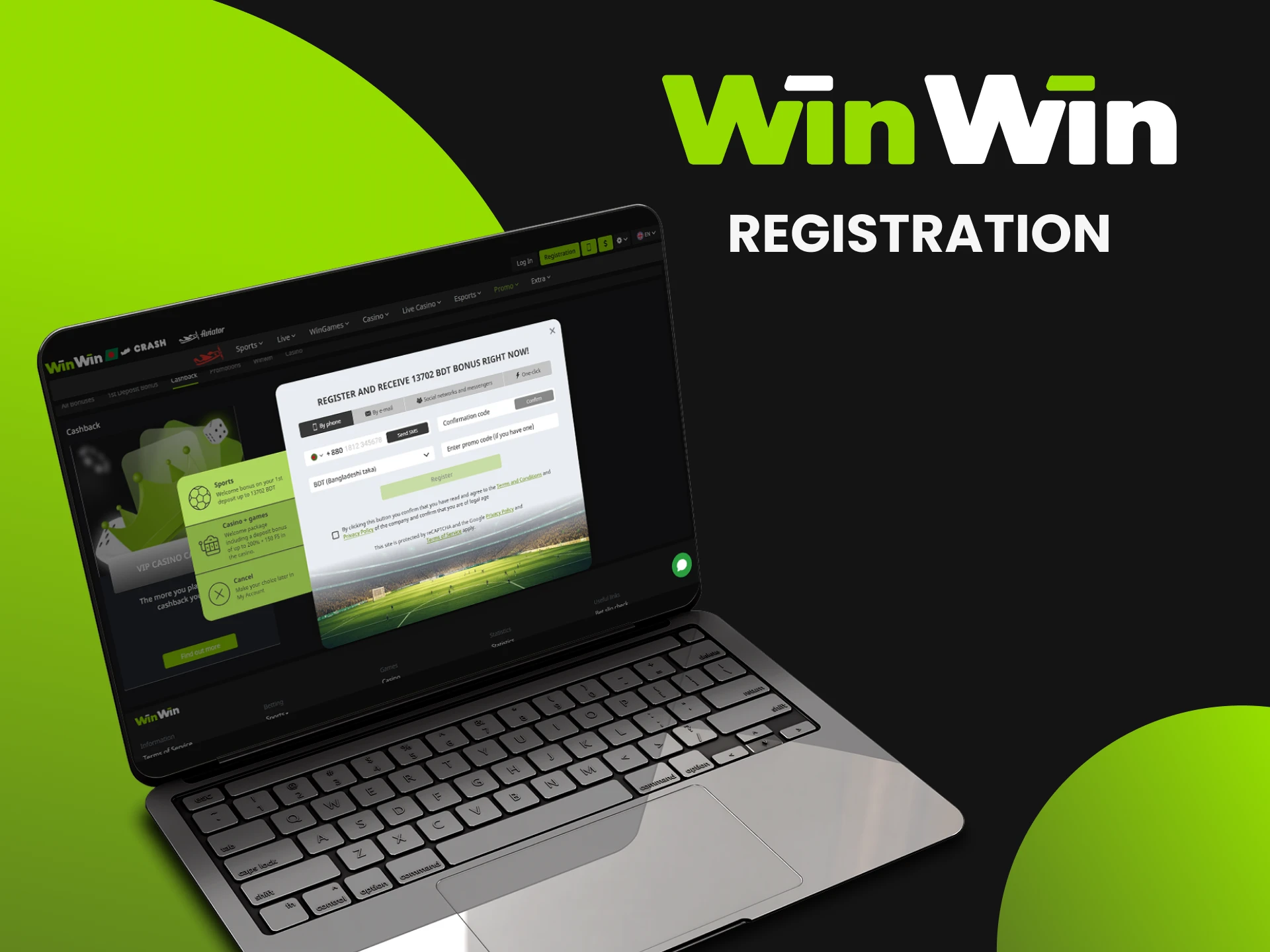 To play on the official WinWin website, you need to register.