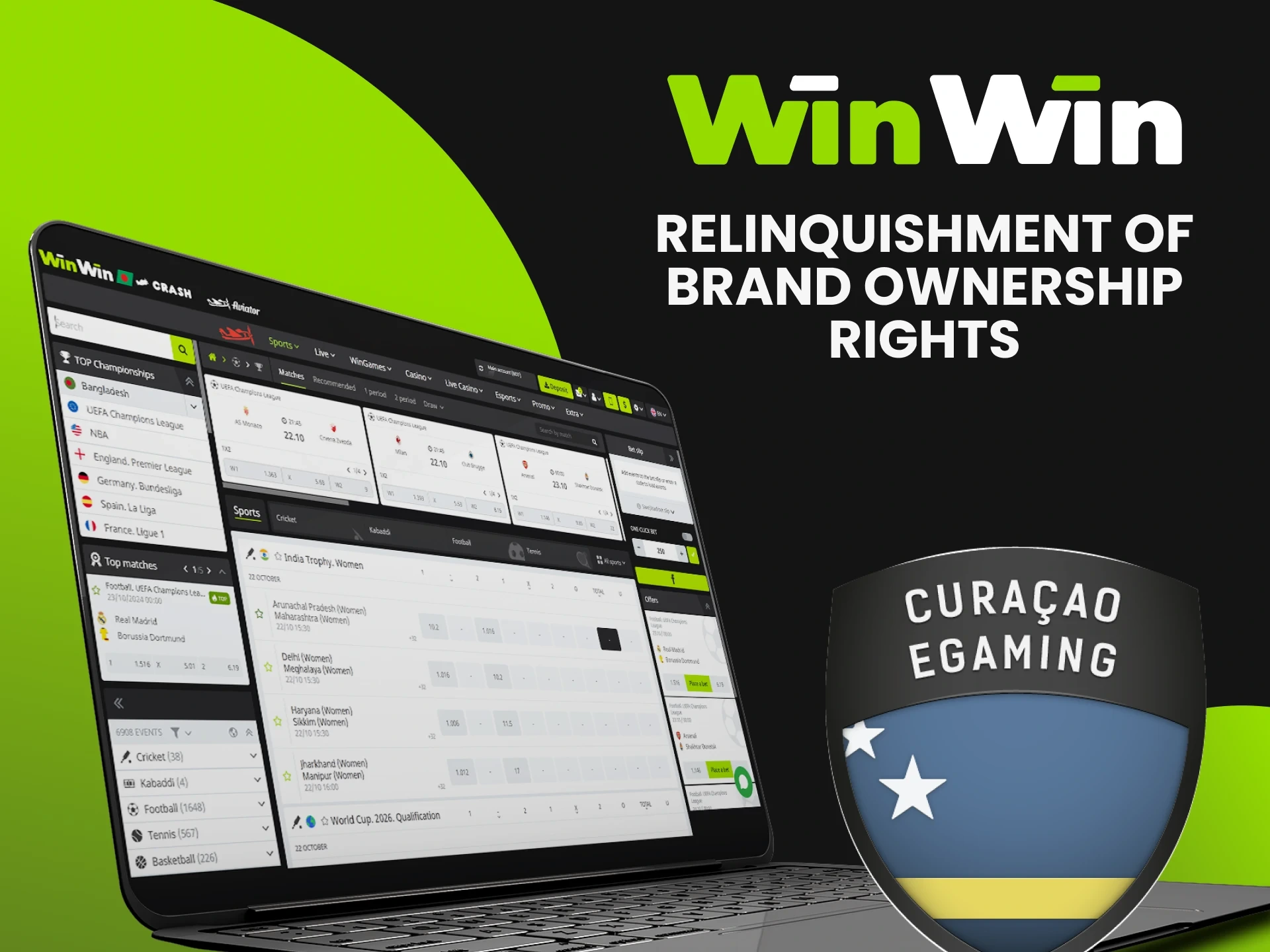 The Curaçao Gaming Commission does not own WinWin and the other licensed sites.