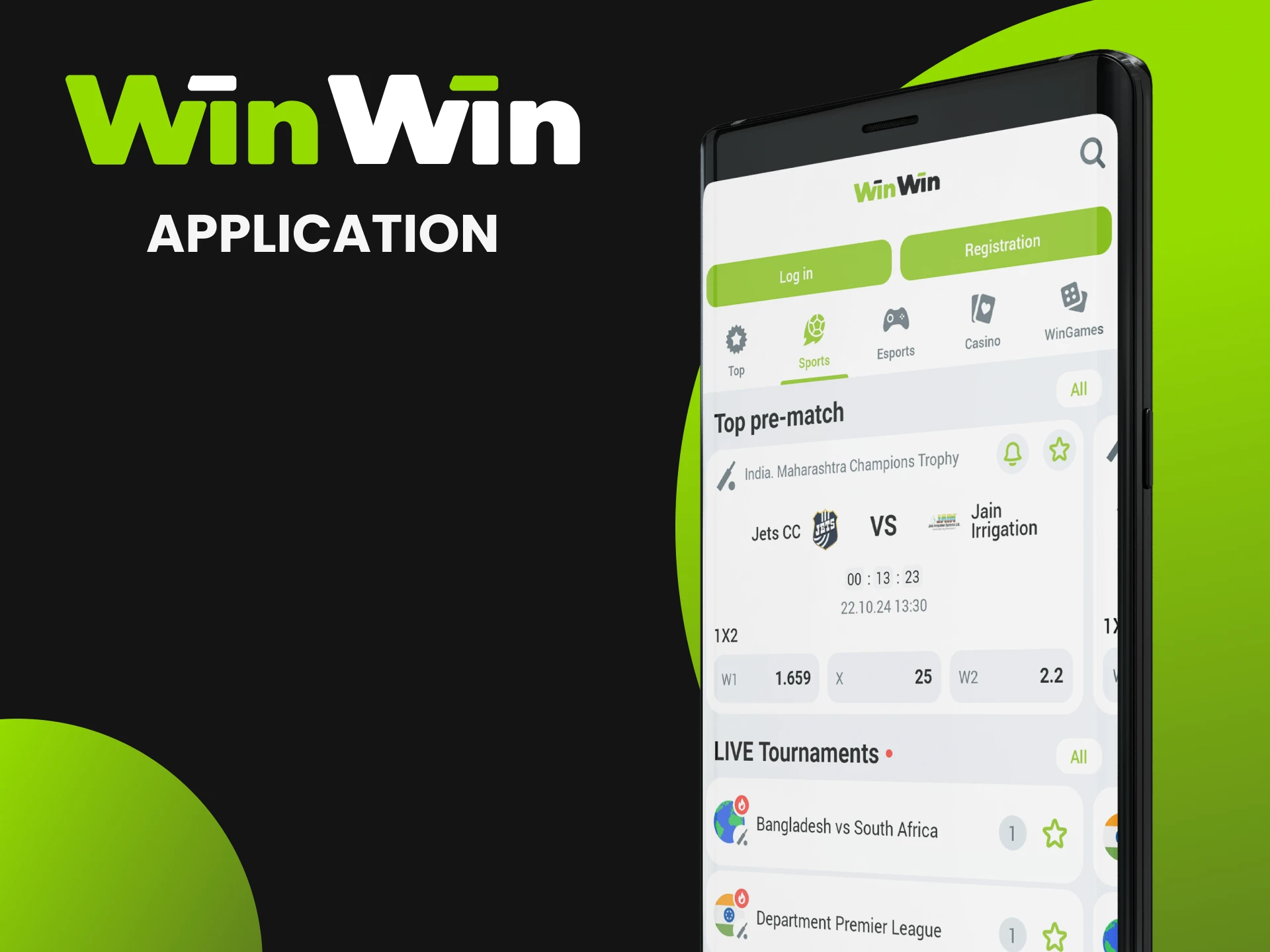 Install the WinWin application to place bets anytime and anywhere.