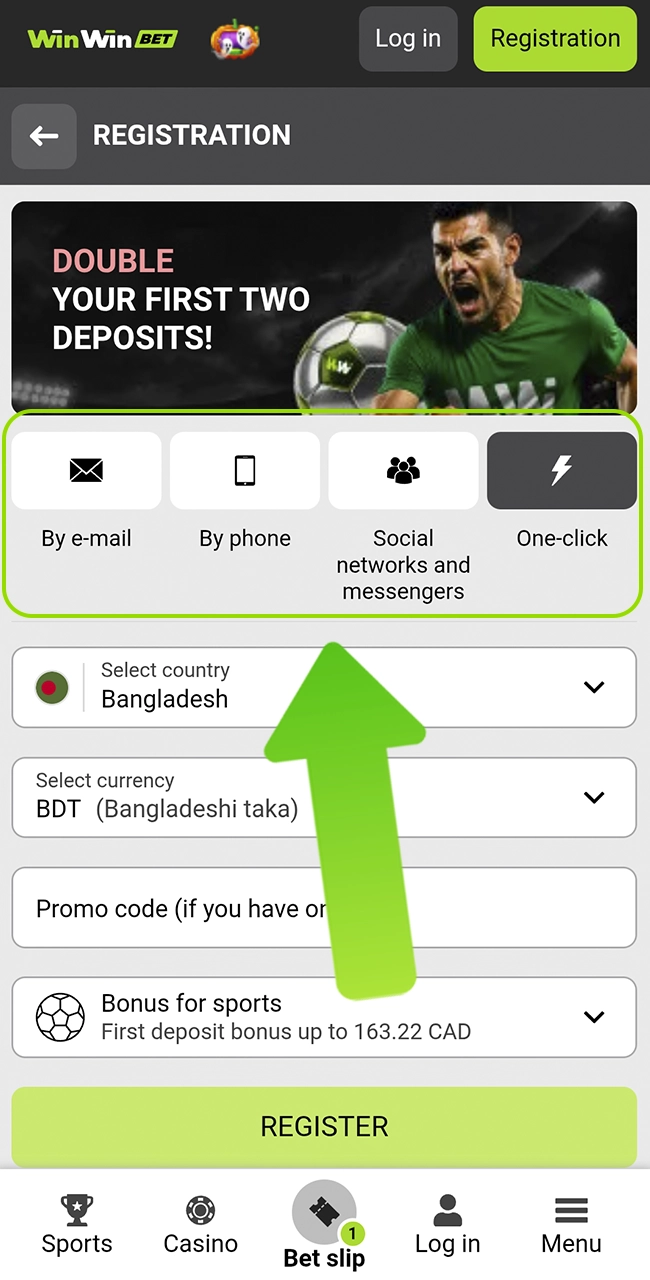 Click on the registration button at WinWin to see the form.